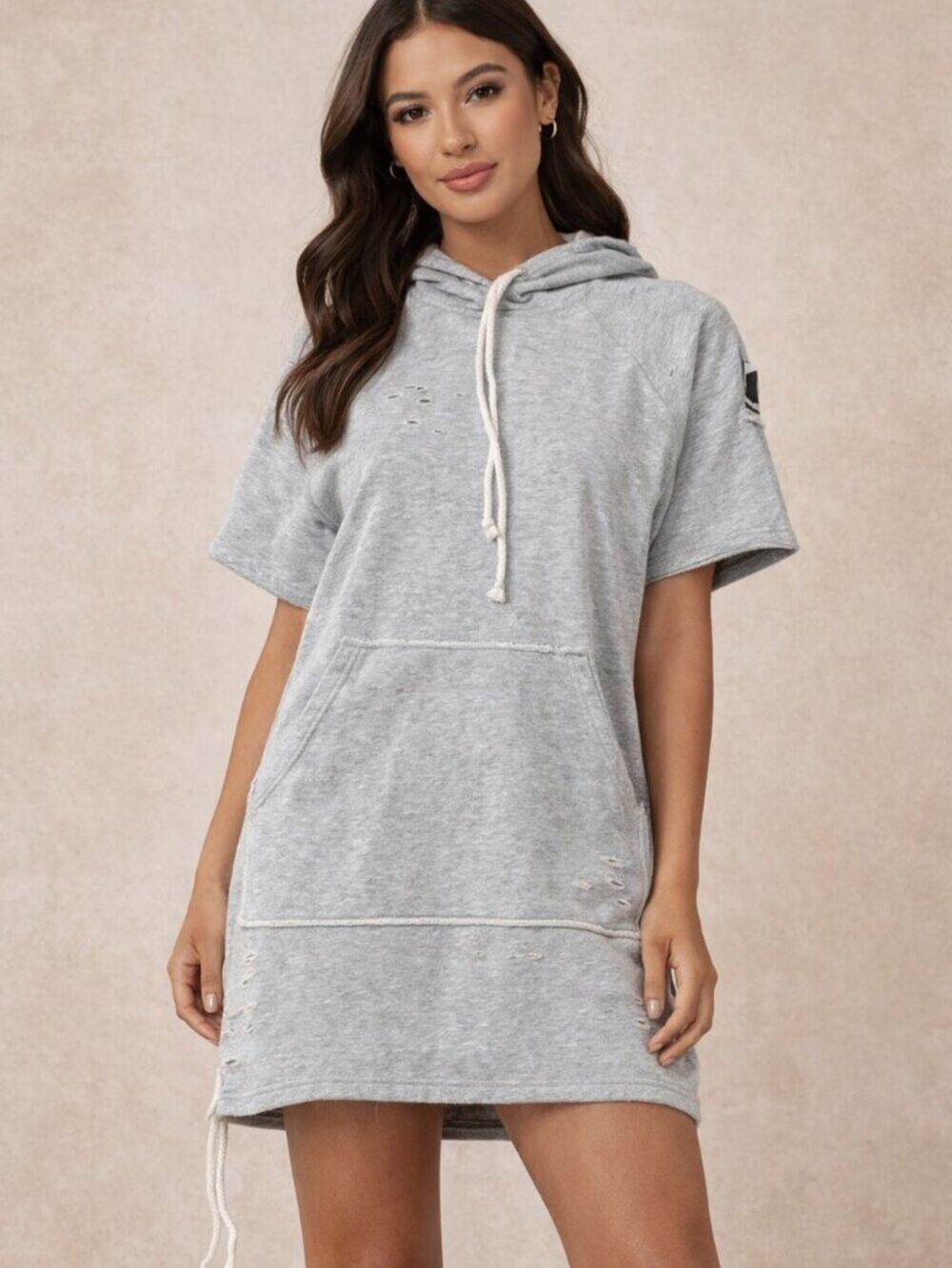 Hayden Los Angeles Distressed Hooded Sweater Dress – Size S/M